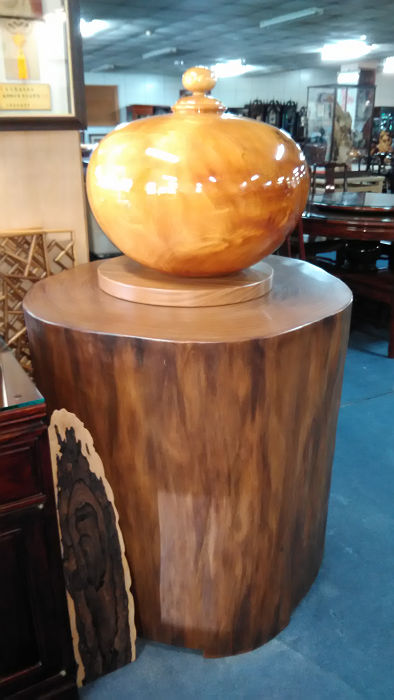 原木墩+檜木聚寶瓶