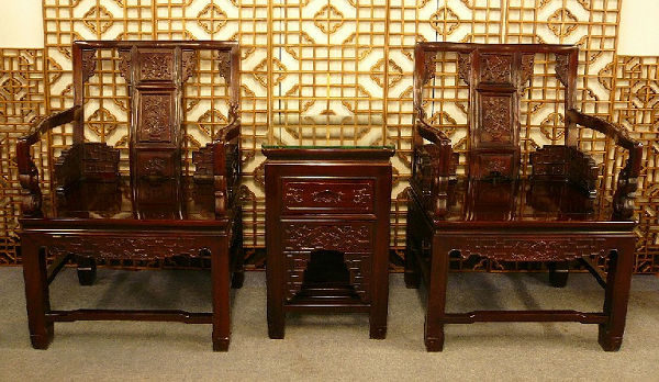 紫檀木雙喜三件椅組03