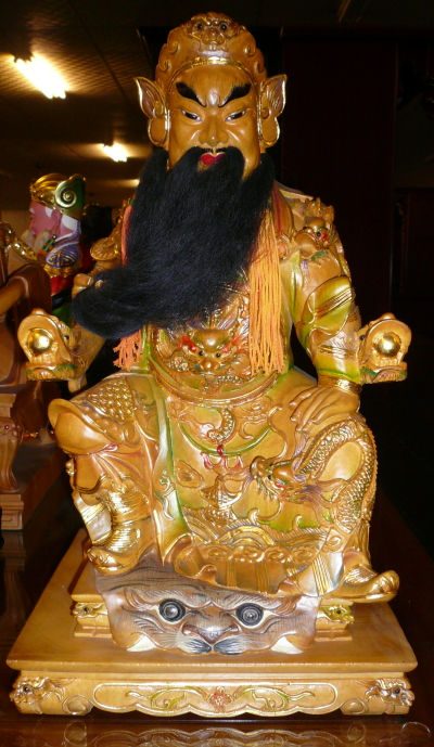 樟木關聖帝君半彩描金12