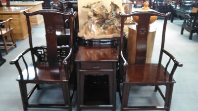 紫檀木官帽椅三件組